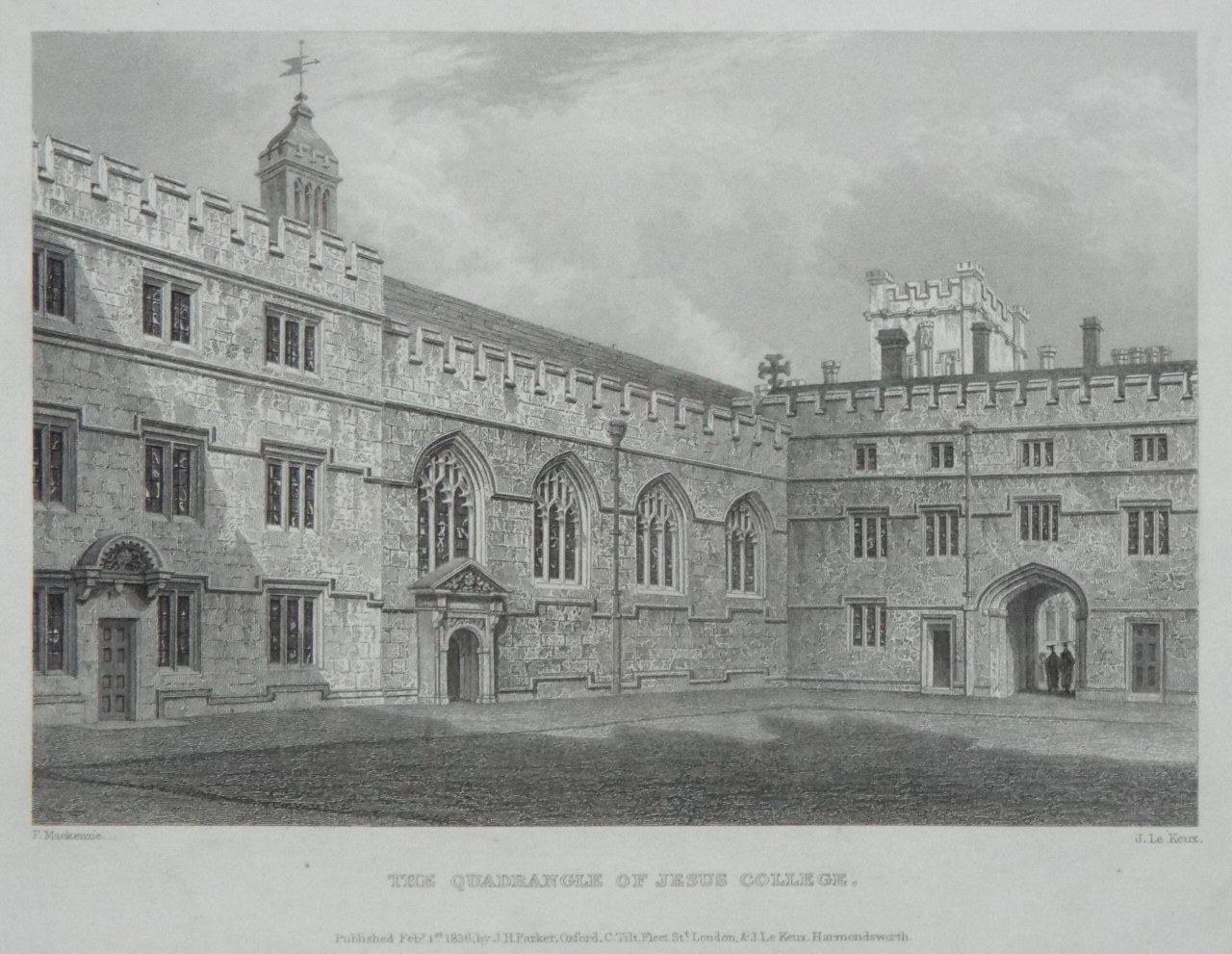 Print - The Quadrangle of Jesus College. - Le